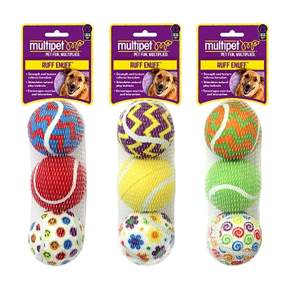 Multipet Tennis Ball 3pk Designs