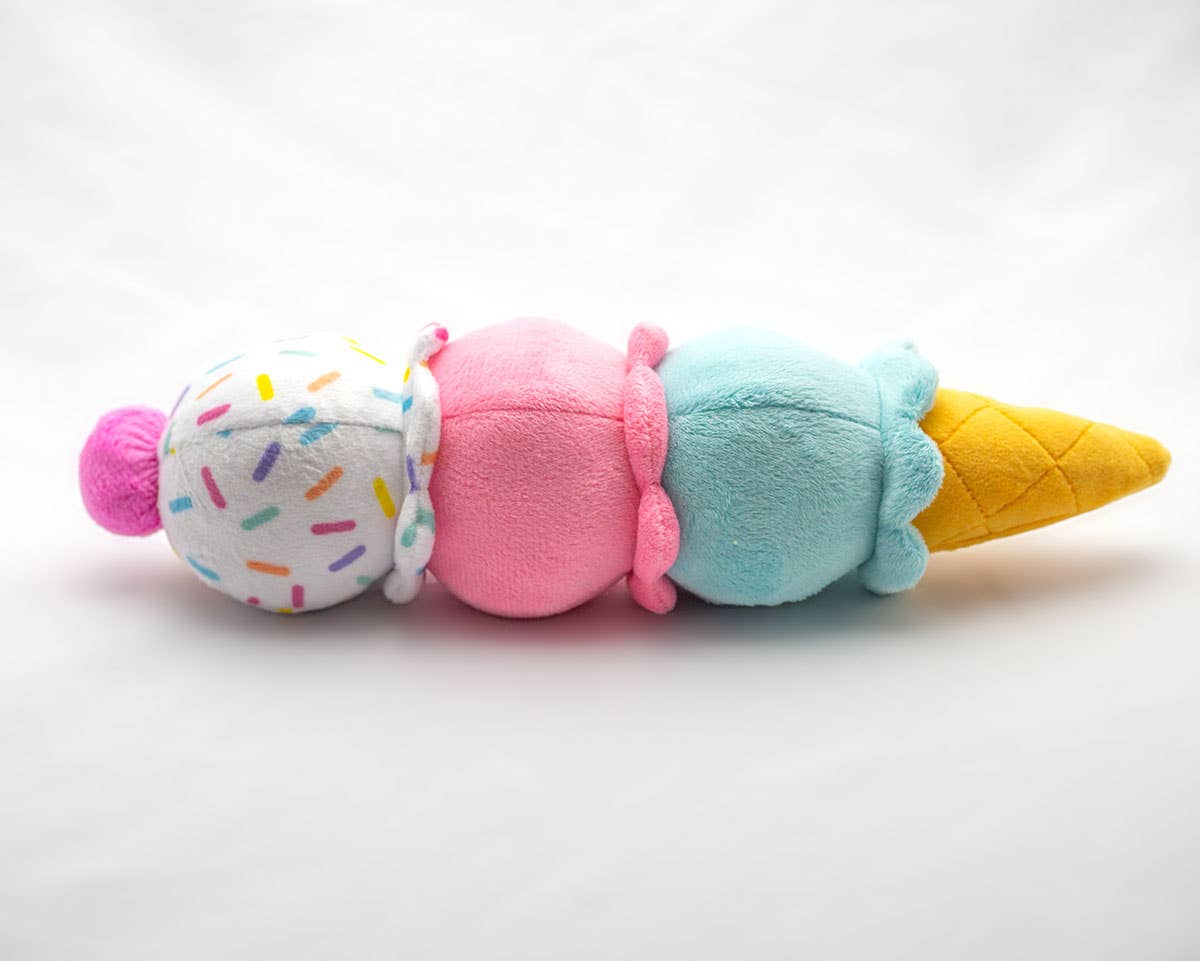 3-Scoop Birthday Ice Cream Cone Plush Dog Toy 12"