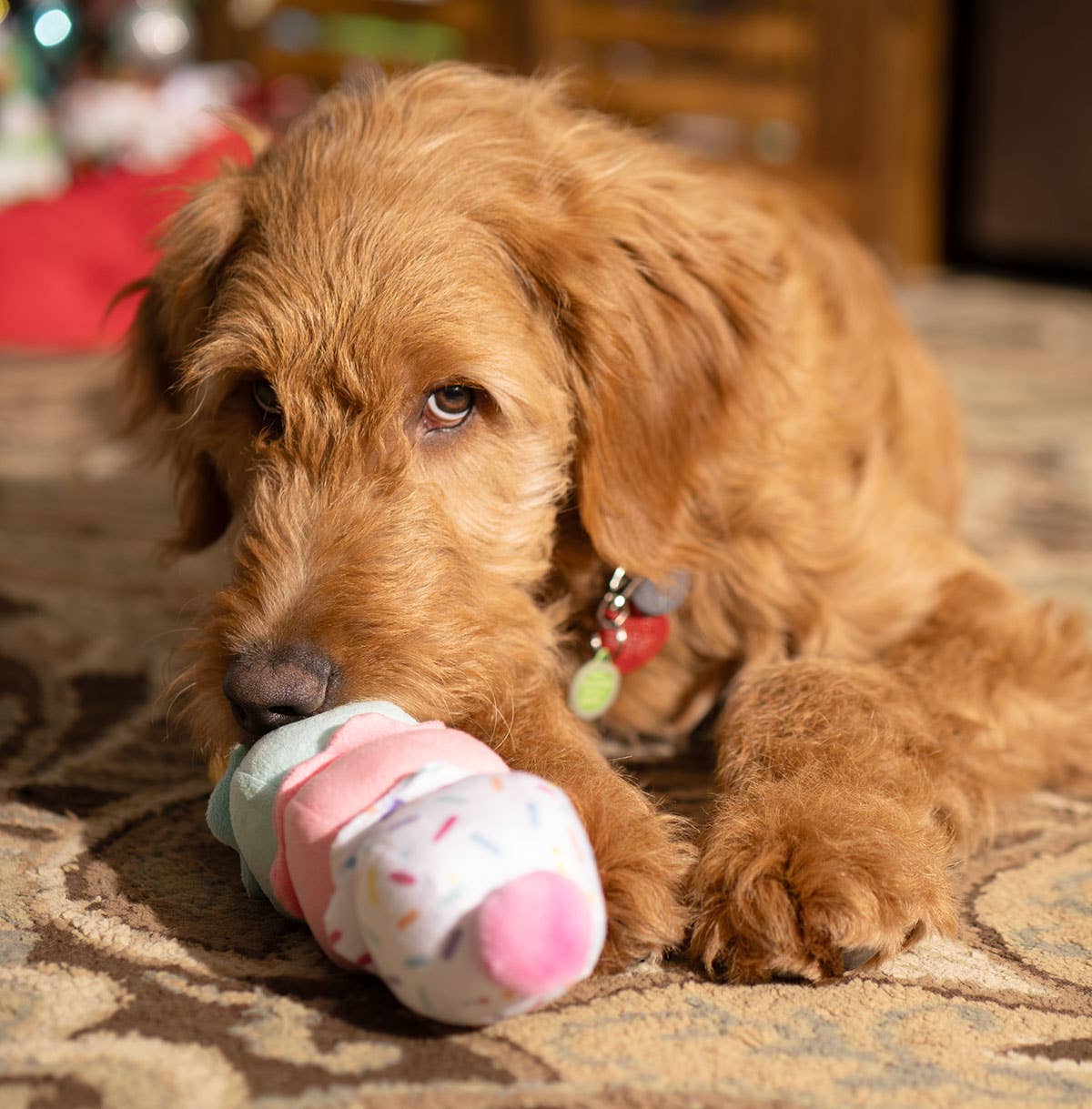 3-Scoop Birthday Ice Cream Cone Plush Dog Toy 12"