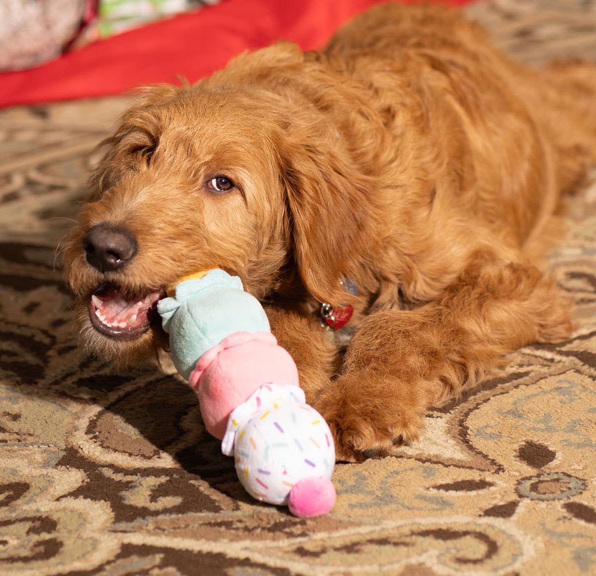 3-Scoop Birthday Ice Cream Cone Plush Dog Toy 12"