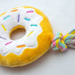 ThoozyPet Birthday Donut Plush Dog Toy with Rope 12"