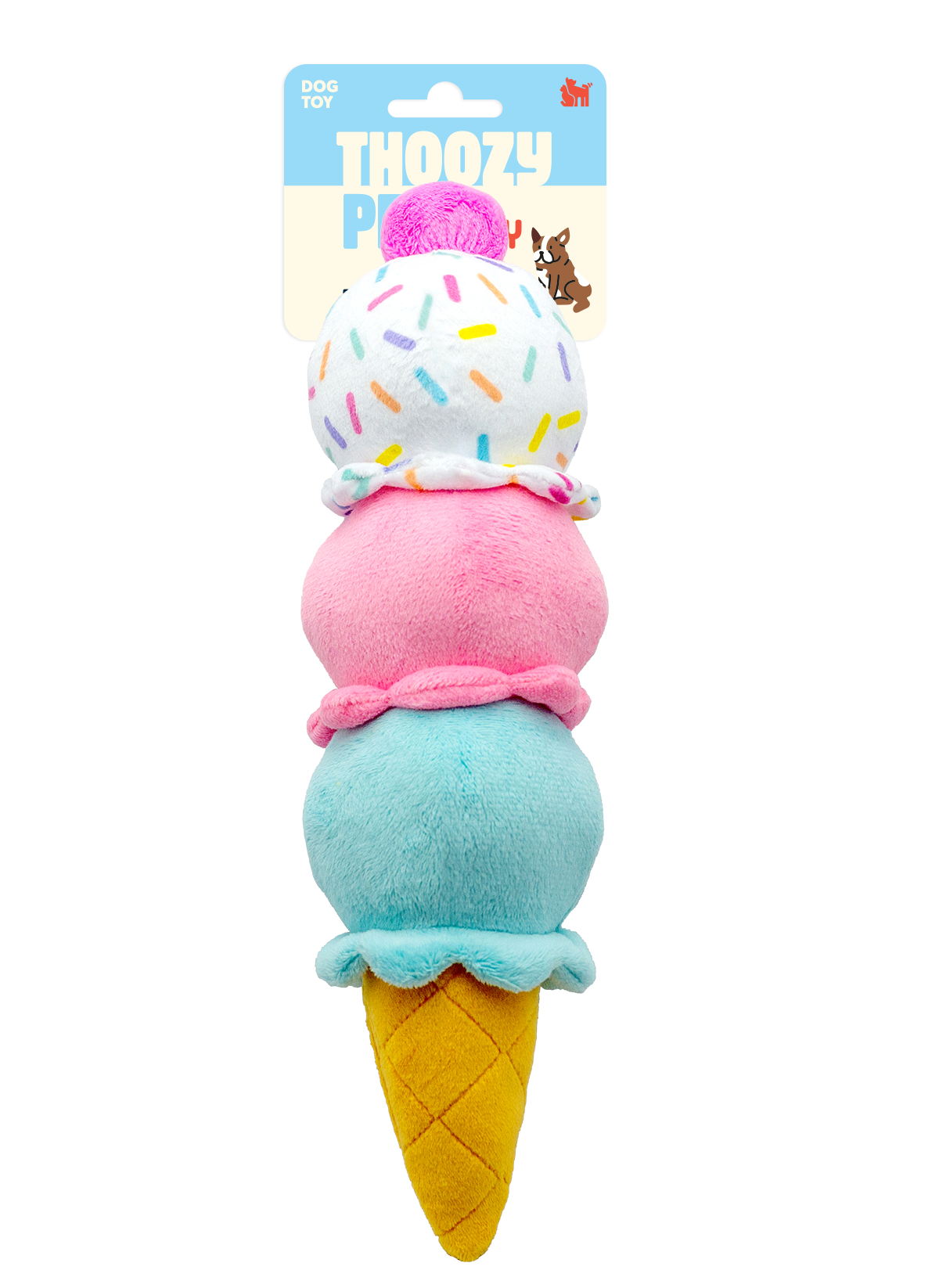 3-Scoop Birthday Ice Cream Cone Plush Dog Toy 12"
