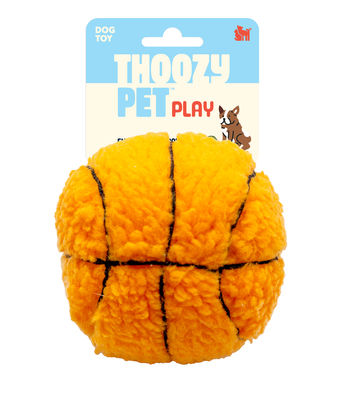 Basketball Plush Dog Toy 4"