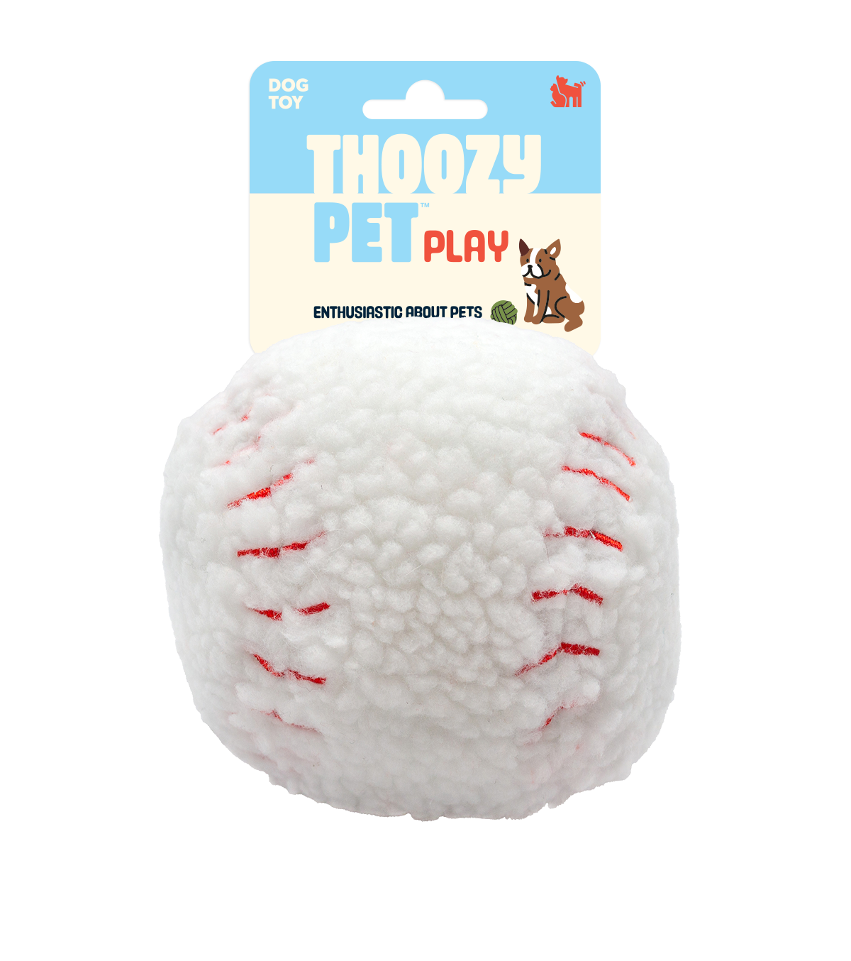 Baseball Plush Dog Toy 4"