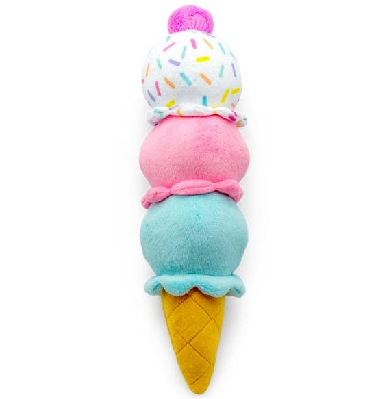 ThoozyPet Birthday 3-Scoop Ice Cream Cone Plush Dog Toy 12"