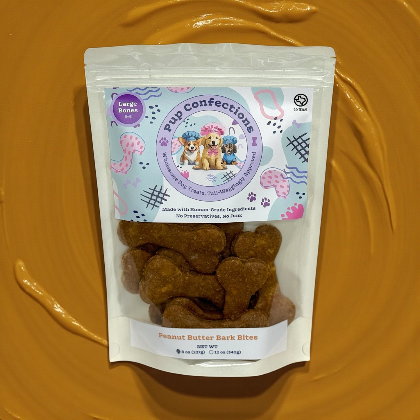 Peanut Butter Bark Bite Dog Treats (Large)