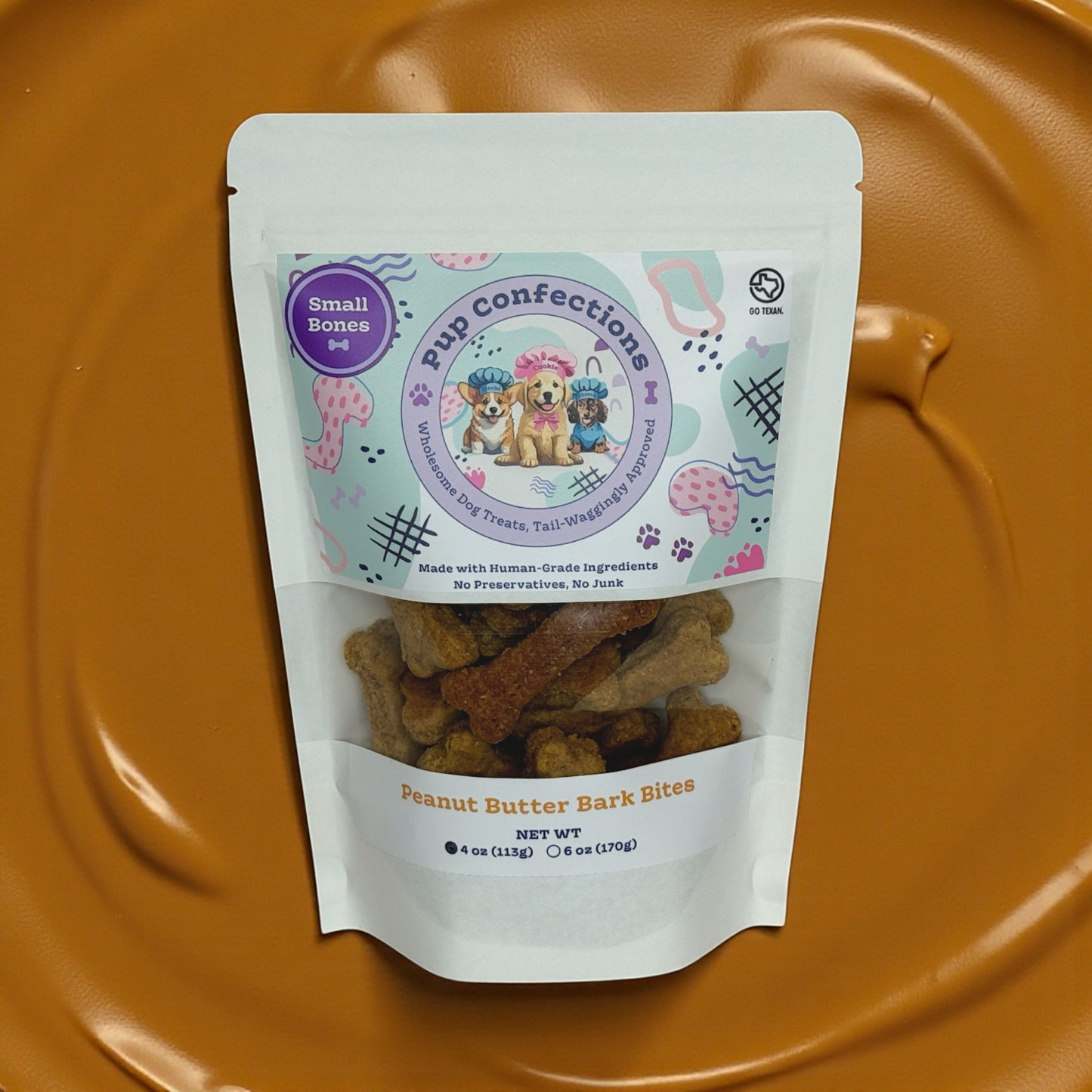 Peanut Butter Bark Bite Dog Treats (Small)